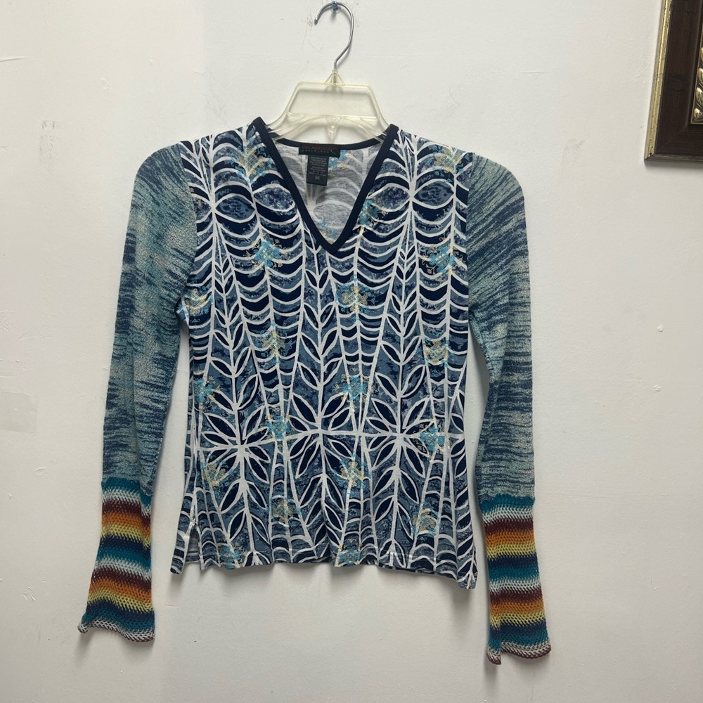 Custo Barcelona Blue and White Long Sleeve Top